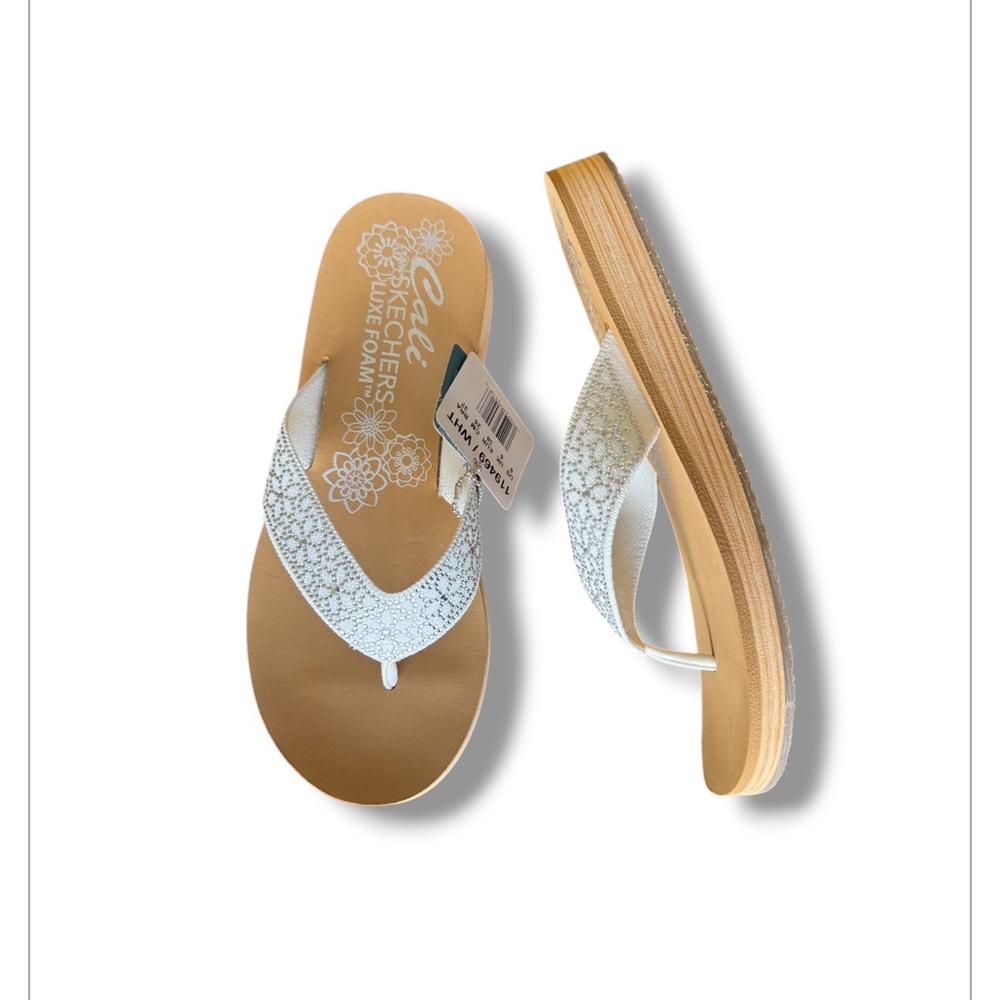 Skechers Women's Cali Summers Rhinestone Luxe Foam Sandals NEW in Box
